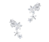 Beautiful Flower CZ Silver Stud Earring STS-6478